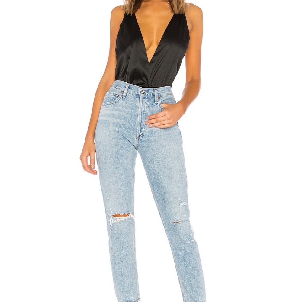 superdown Black Plunge Bodysuit